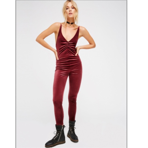 Free People Pants - NWOT Free People Maroon Meow Catsuit Size Xs